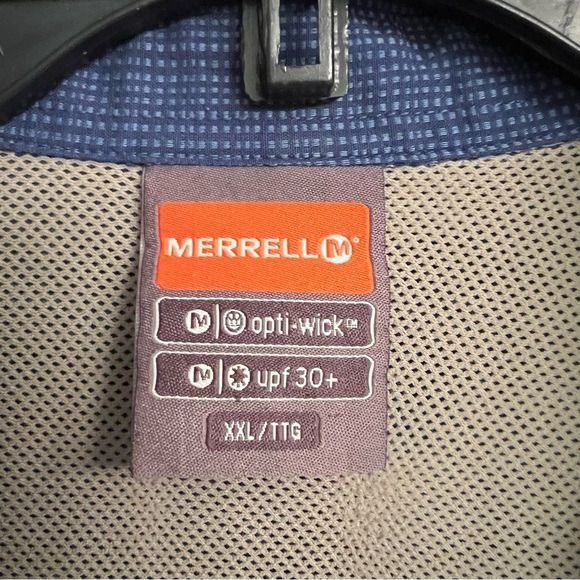 Men’s Merrell Opti-Wick UPF 30+ Blue Short Sleeve Outdoor Hiking Shirt Size XXL - Picture 3 of 3